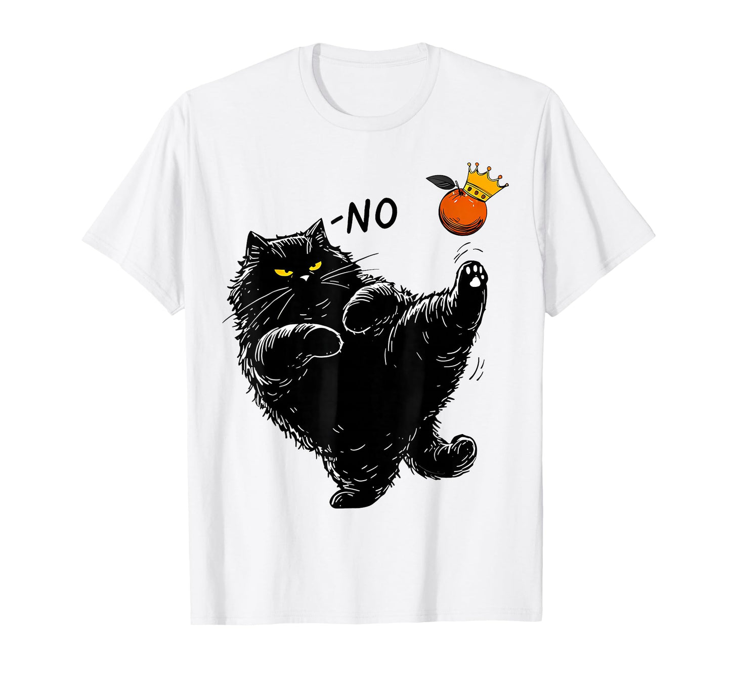 Funny Fat Black Cat No Kings Meme Kitten Lover Men Women T-Shirt