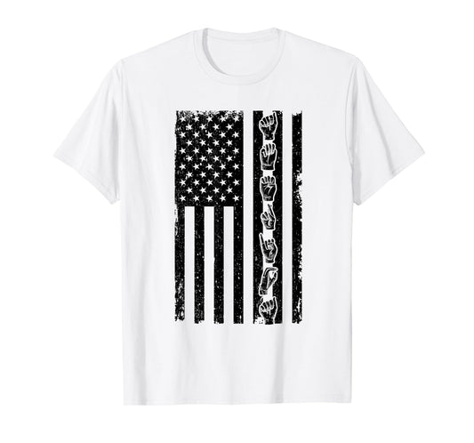 ASL Flag - Sign Language Gift Deaf Gift ASL Teacher Gift T-Shirt for Men Women