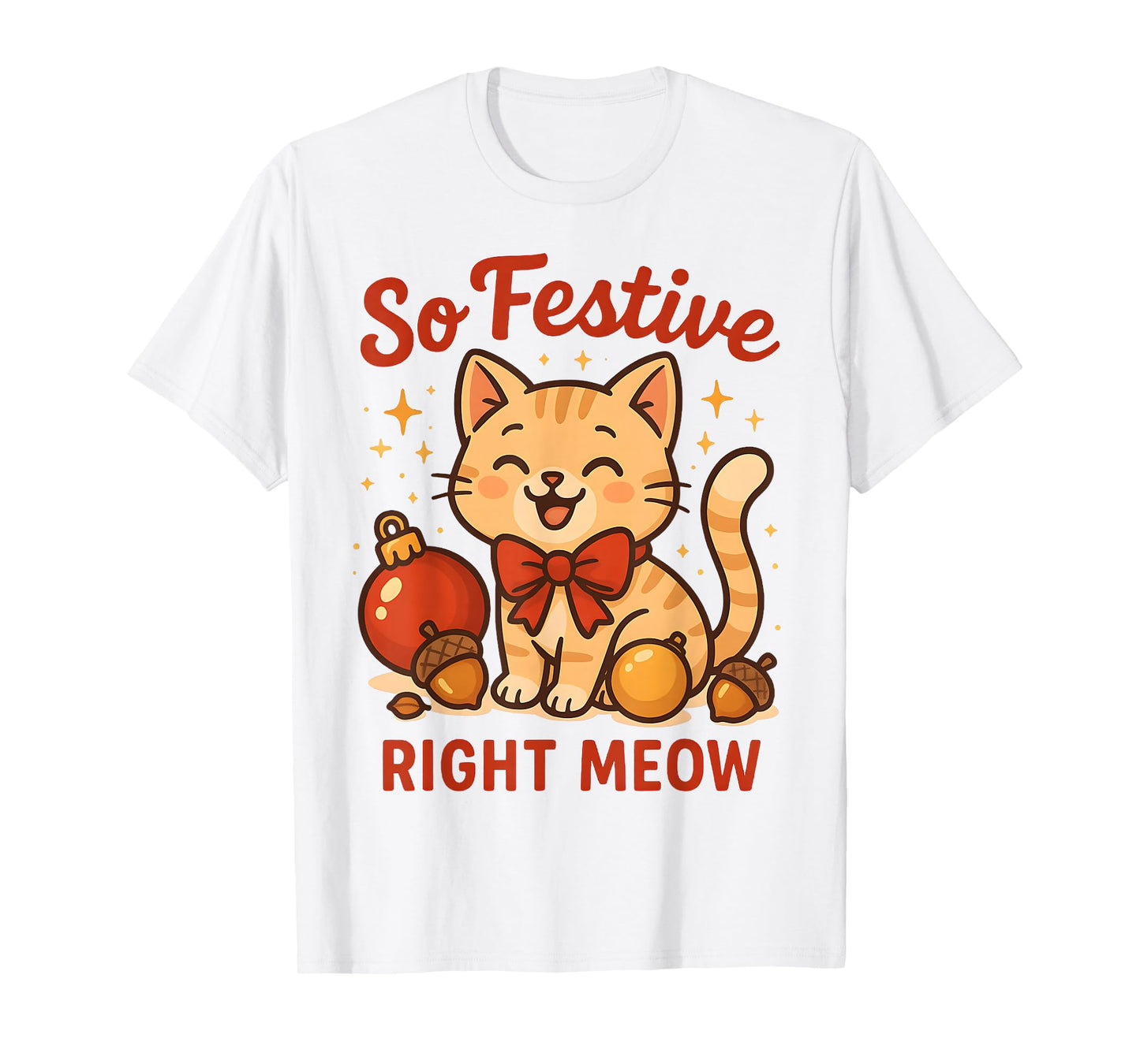 So Festive Right Meow Kawaii Cat Christmas Santa Hat Holiday T-Shirt