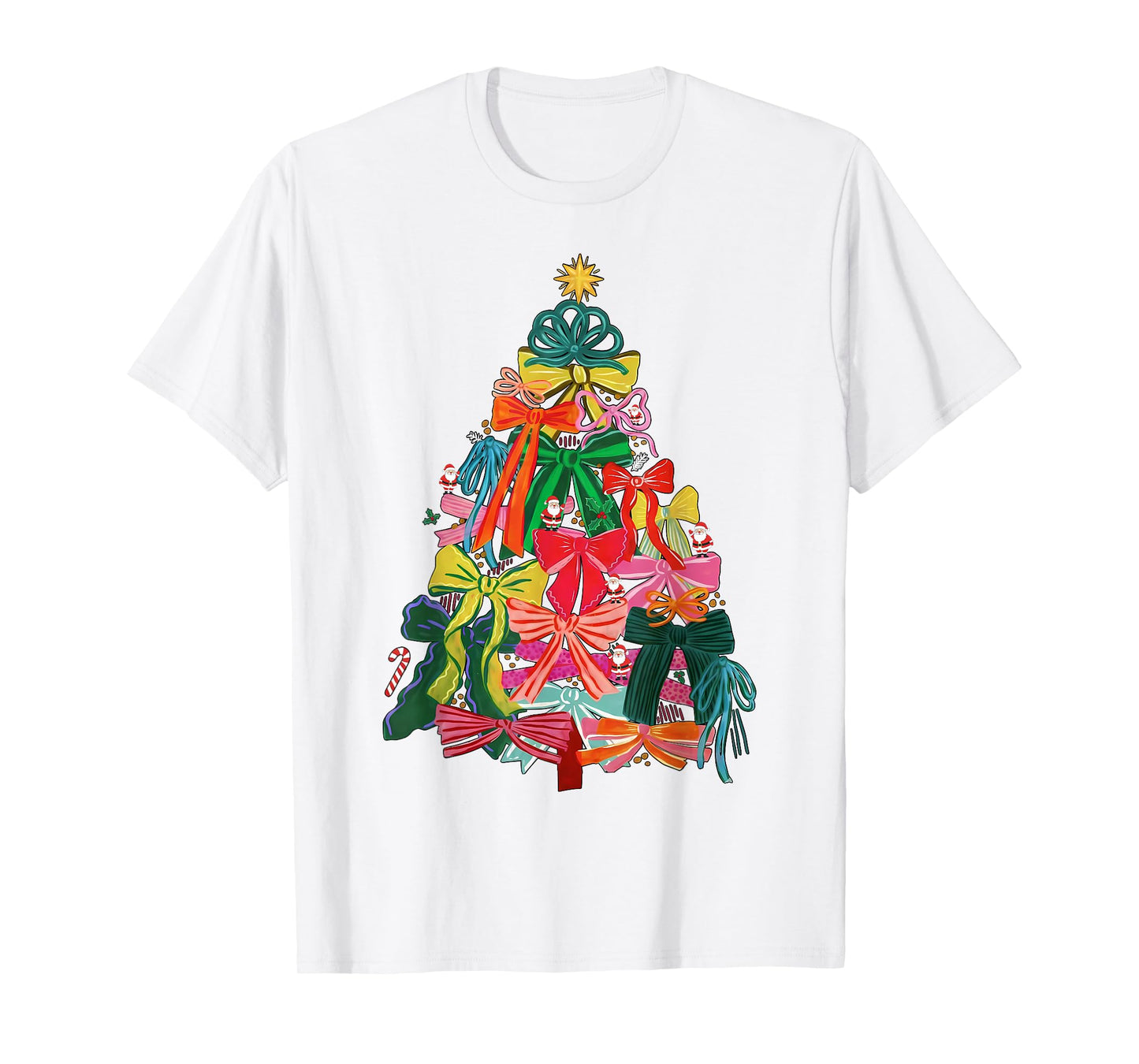 Coquette Bow Christmas Tree Xmas Holiday Girly Outfit Women T-Shirt