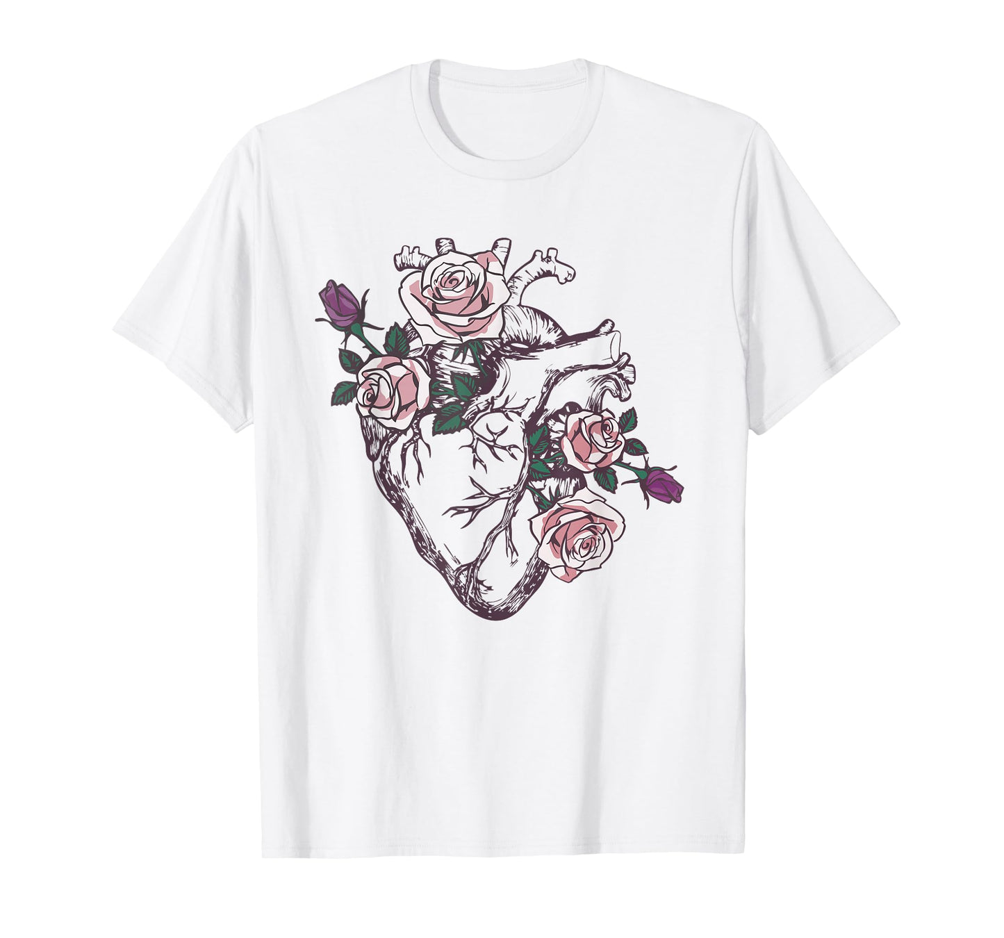 Anatomical Heart Floral Cute Roses Human Anatomy Love Nurse T-Shirt