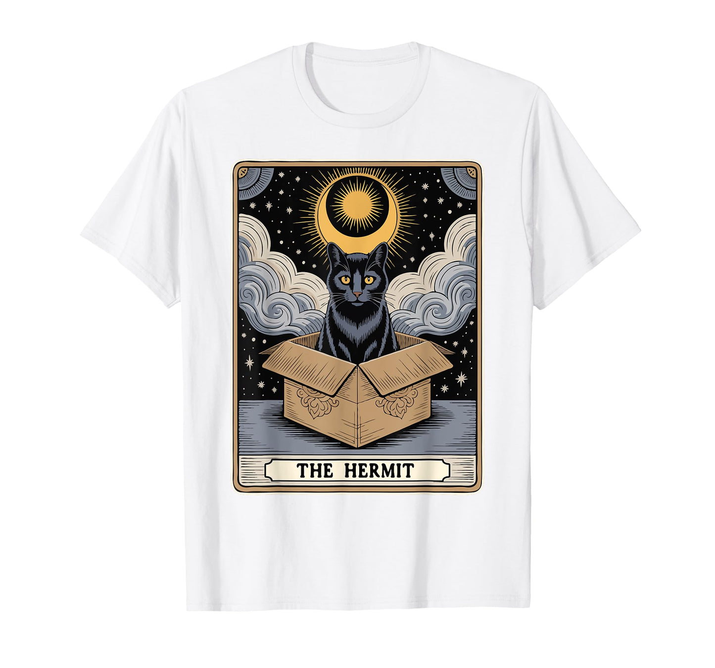 The Hermit Tarot Card Mystic Cat In Box Funny Cat T-Shirt for Men Women Kids