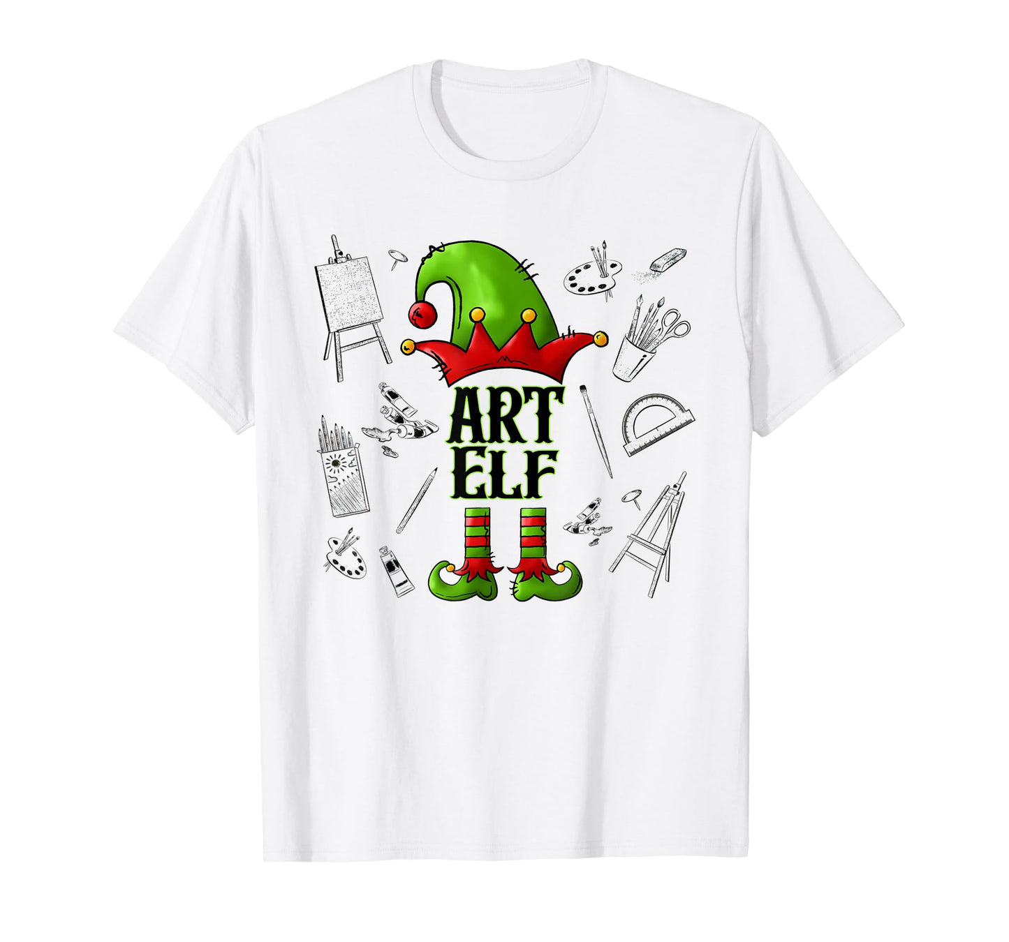 Art Elf Christmas Pajama Merry Christmas Art Teacher T-Shirt for Men Women Kids