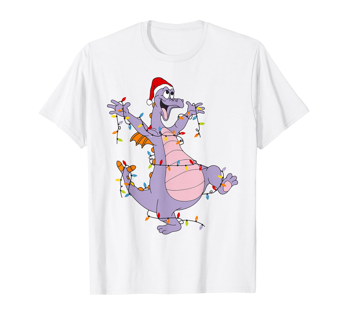 Cute Dragon Christmas Lights Santa Hat Animal Men Women Kids T-Shirt