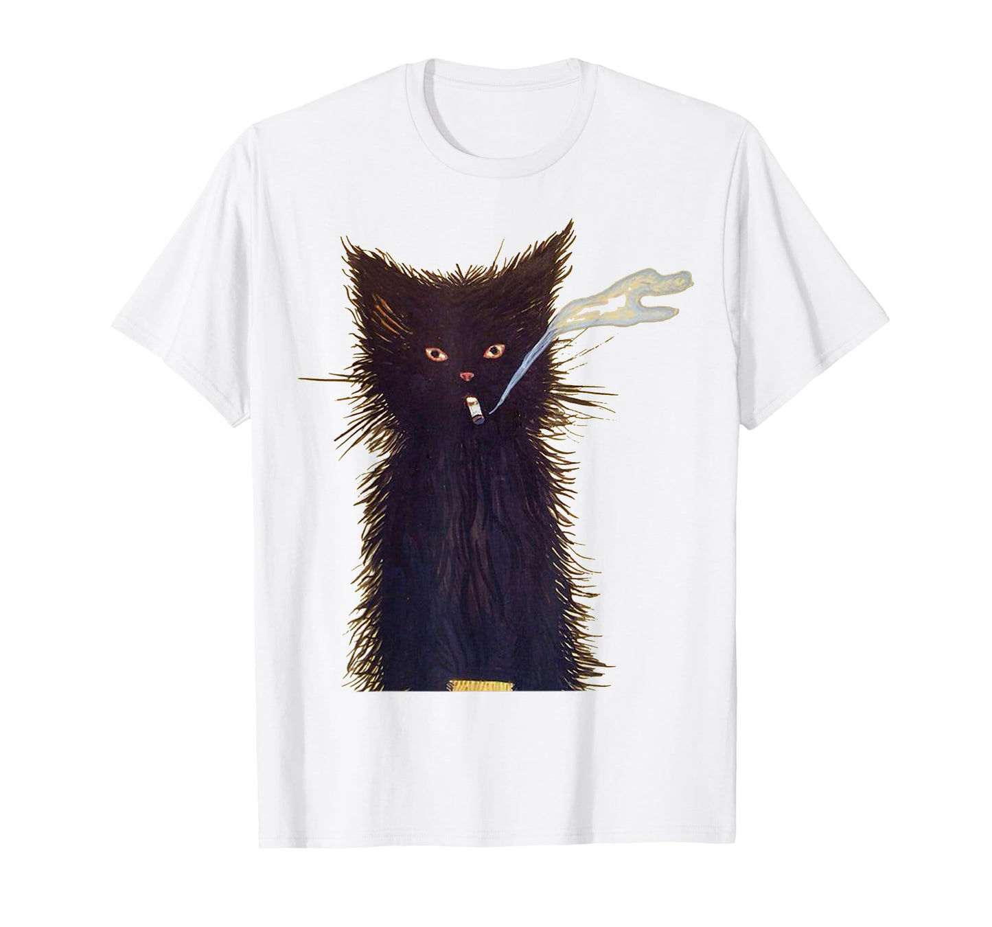 Smoking Black Cat Art Smoke T-Shirt