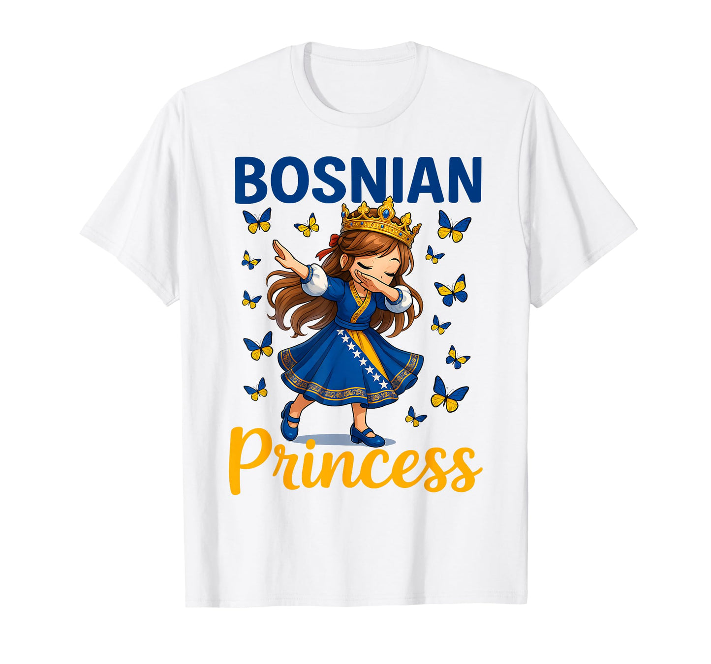 Bosnian Princess Dabbing Girl Cute Bosnia Pride Outfit Kids T-Shirt