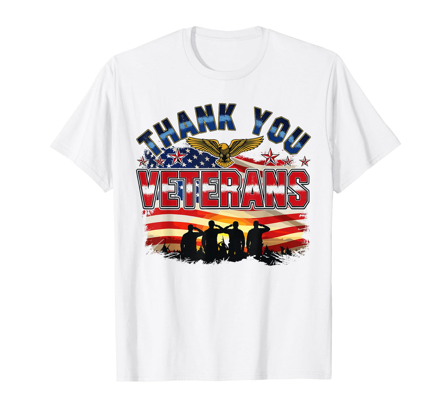 Thank You Veterans Patriotic American Flag Veterans Day T-Shirt