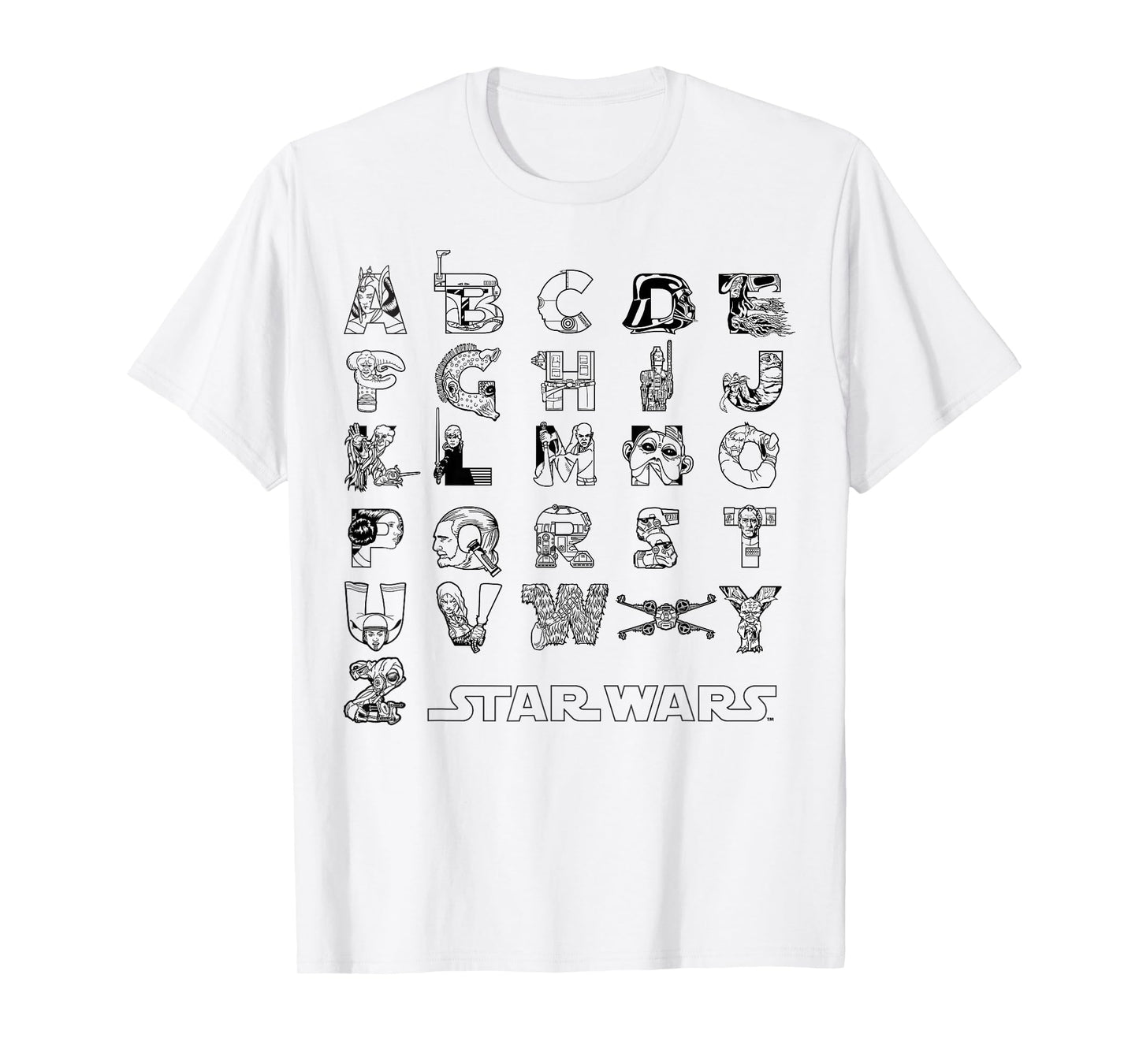 Star Wars In An Alphabet Far, Far Away Characters T-Shirt T-Shirt