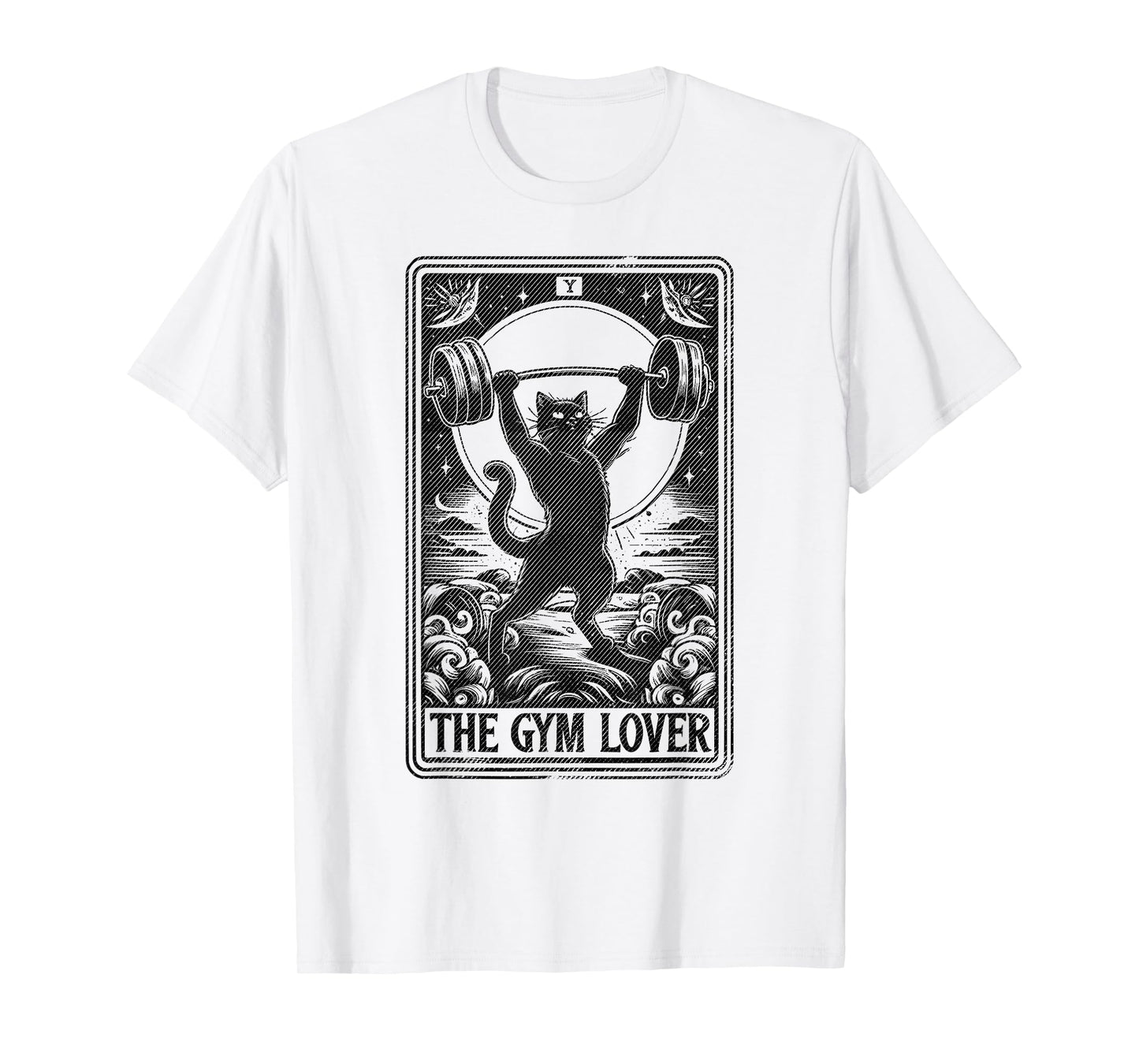 The Gym Lover Tarot Card Cats For Workout Fitness Fan T-Shirt, Small, Grey