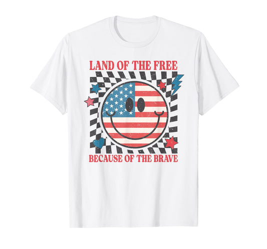 Retro USA American Smile Face, Land of The Free Patriotic T-Shirt