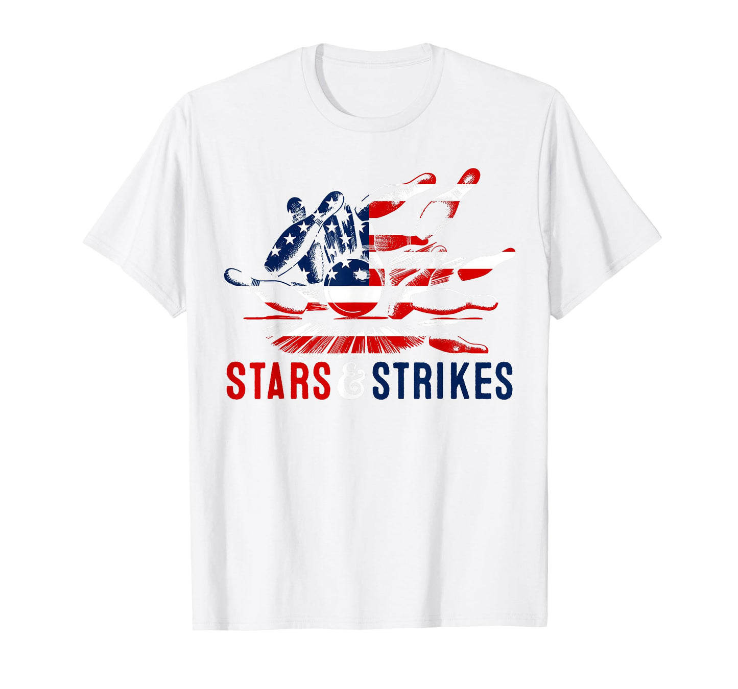 4th of July Bowling Pun | Retro Stars & Strikes Bowling T-Shirt