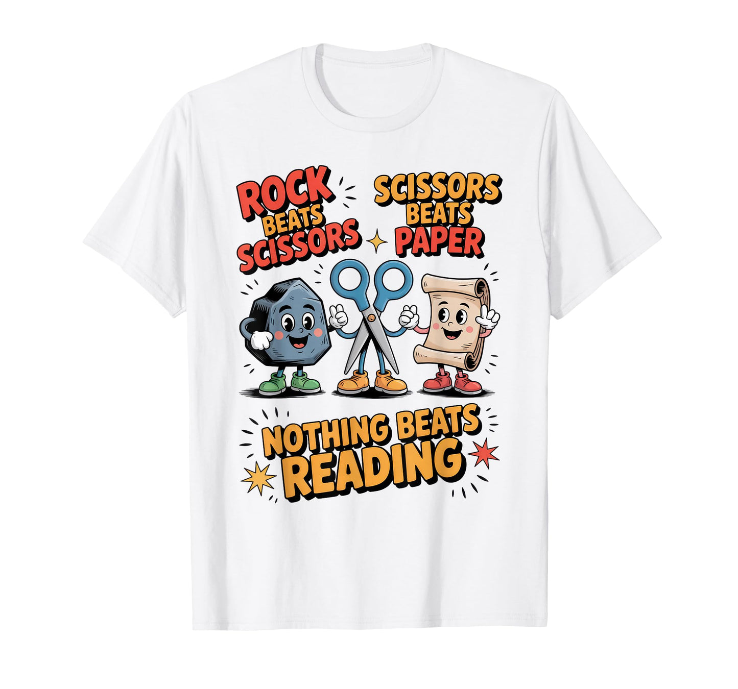 Nothing Beats Reading Rock Paper Scissors Funny Book Lover T-Shirt