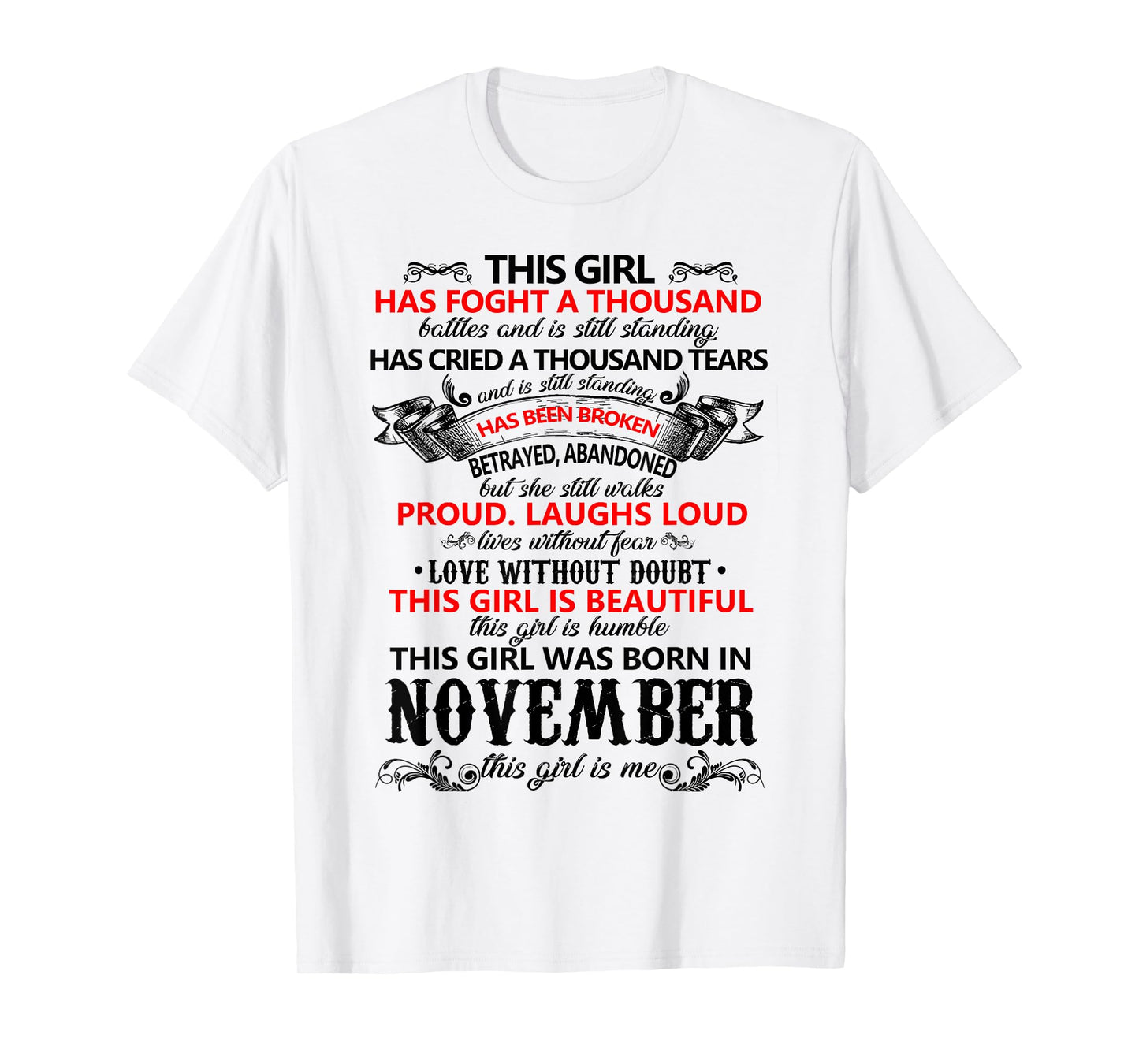 Womens This Girl is Beautiful was Born in November Birthday T-Shirt