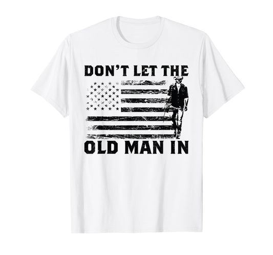 Don't Let The Old Man American Flag in Guitar Walking Retro T-Shirt