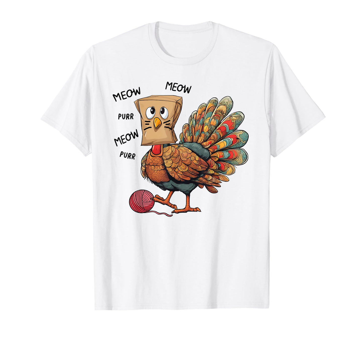 Thanksgiving Turkey Meow I'm a Cat Funny Thanksgiving T-Shirt for Men Women Girls Kids