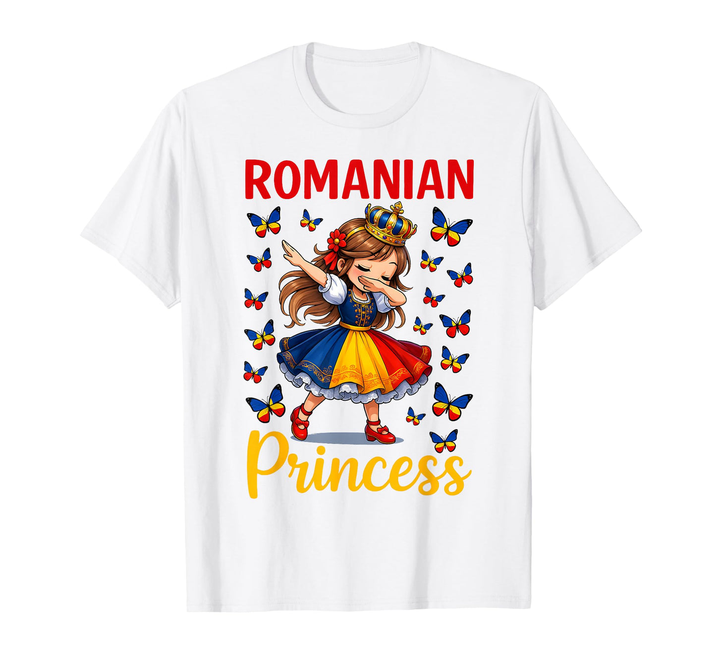 Romanian Princess Cute Girl Dabbing with Crown for Girls T-Shirt