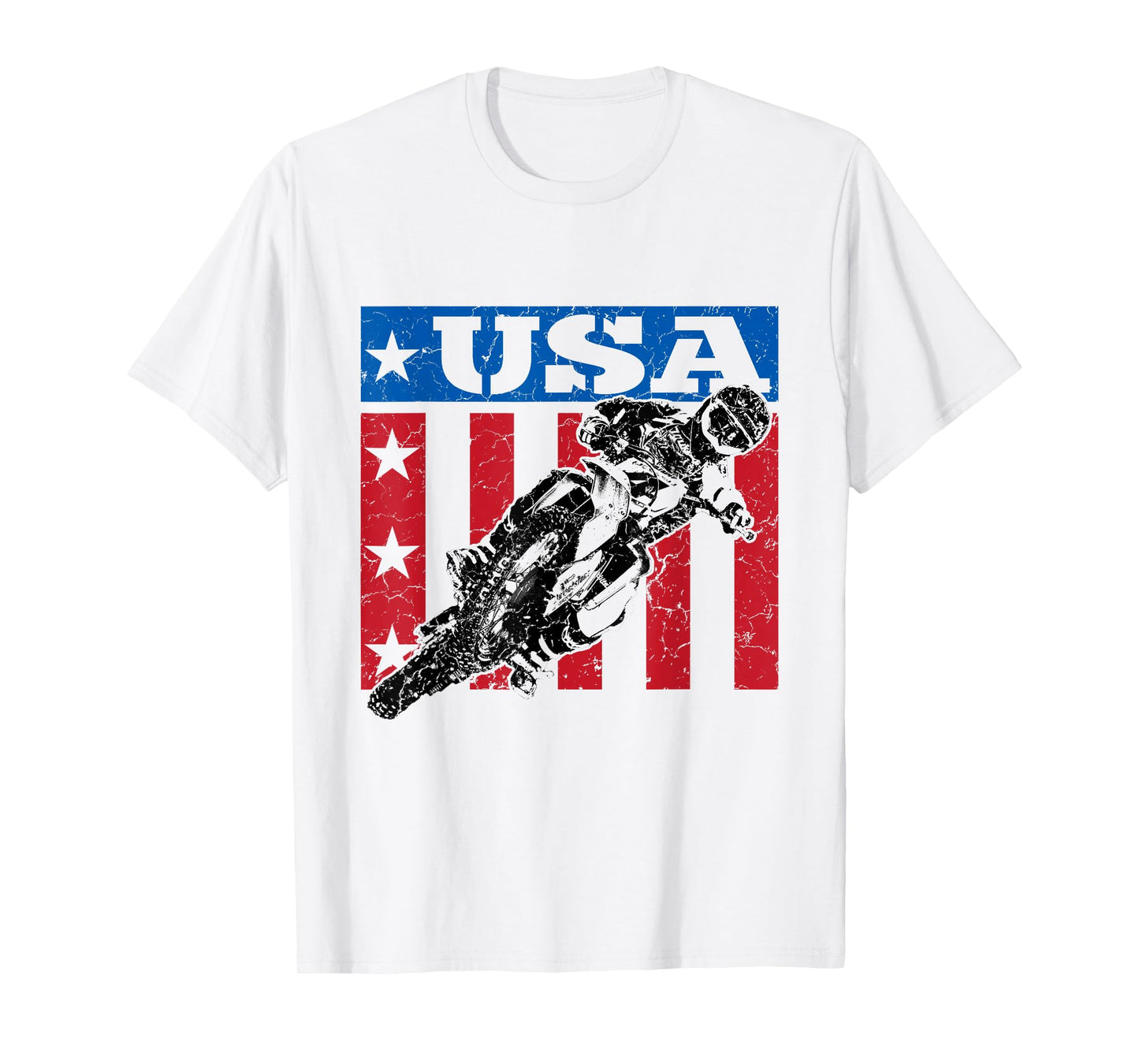 USA Dirt Bike 4th of July Motocross American Flag MX Racing T-Shirt