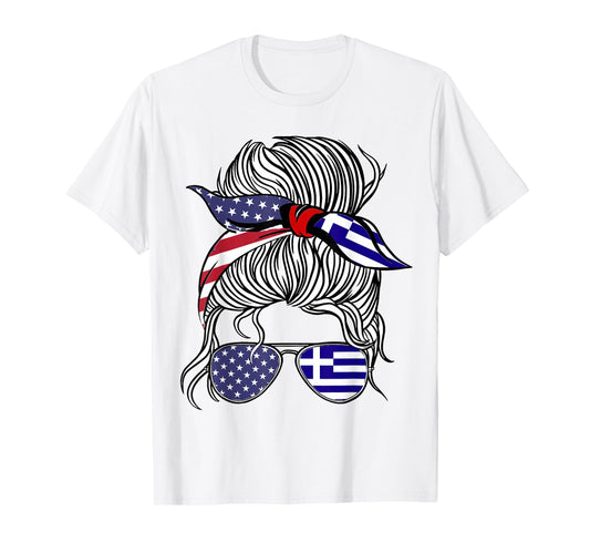 American Greek Patriot Flag Women Girl Greece Grown T-Shirt