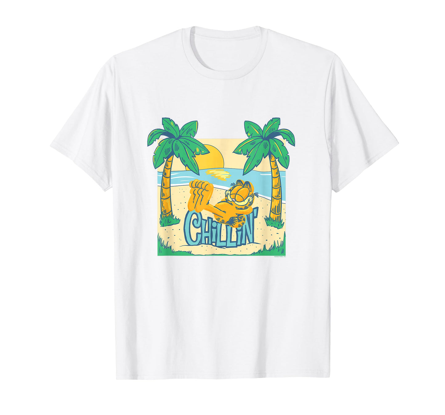 Garfield Chillin' at the Beach Summertime Cartoon Cat T-Shirt