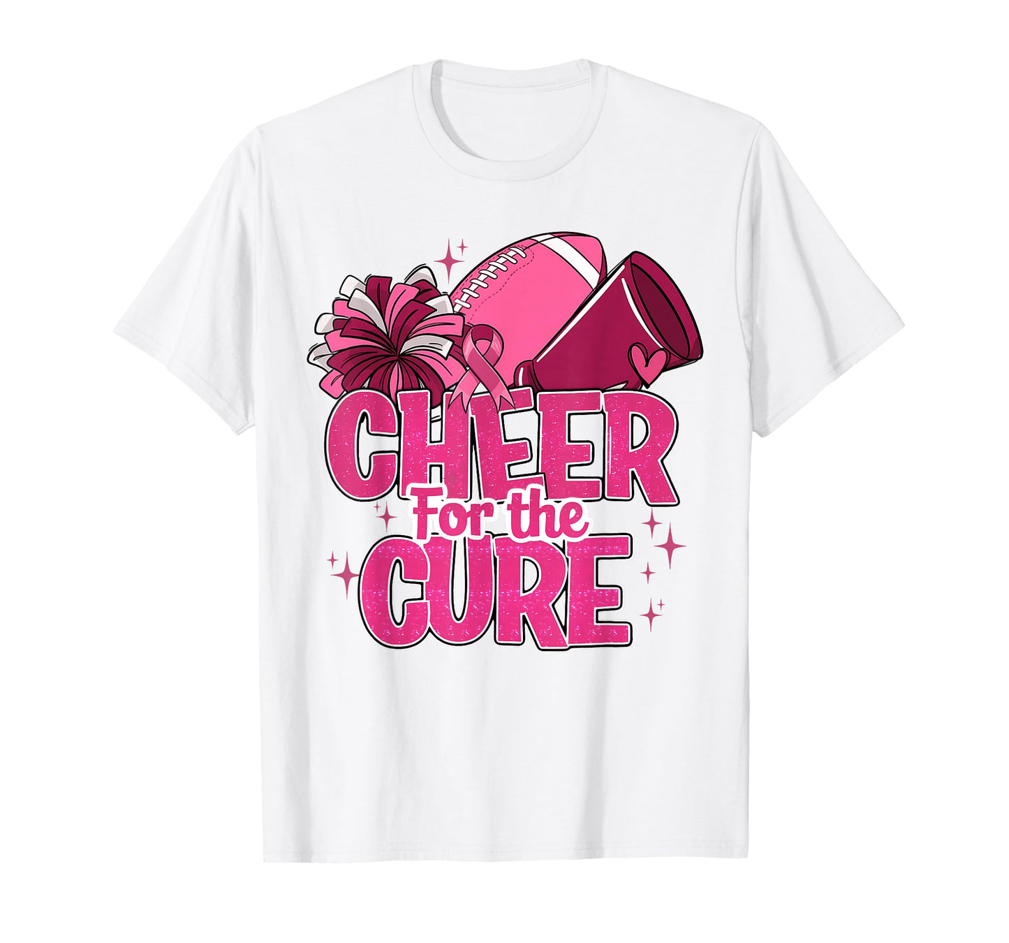 Cheer For The Cure Breast Cancer Awareness Pink Ribbon T-Shirt