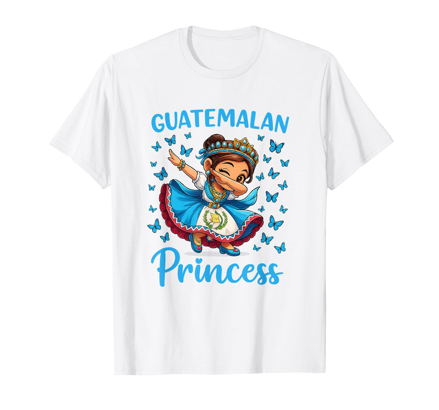 Butterflies Flag Guatemalan Princess Dabbing Girls Kids T-Shirt