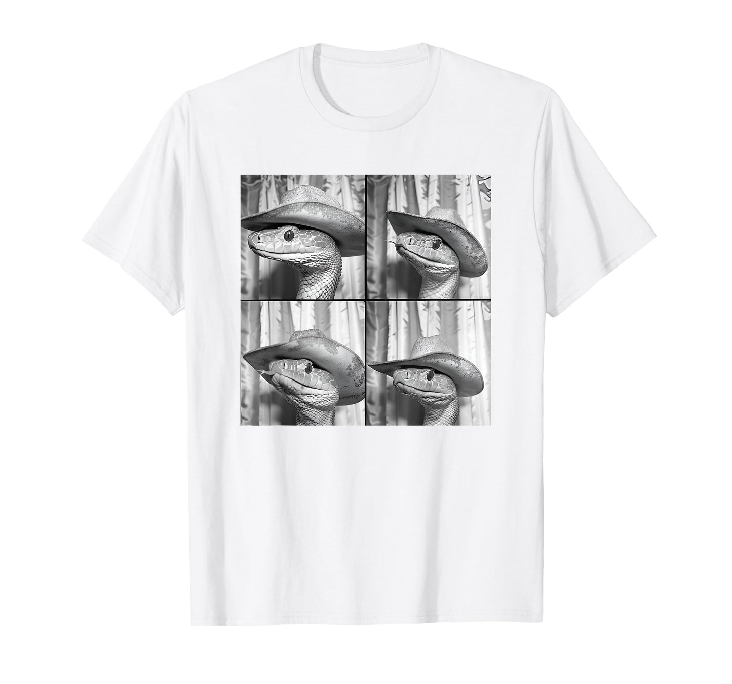 Snake In Cowboy Hat Funny Animal Photobooth Snake Face T-Shirt