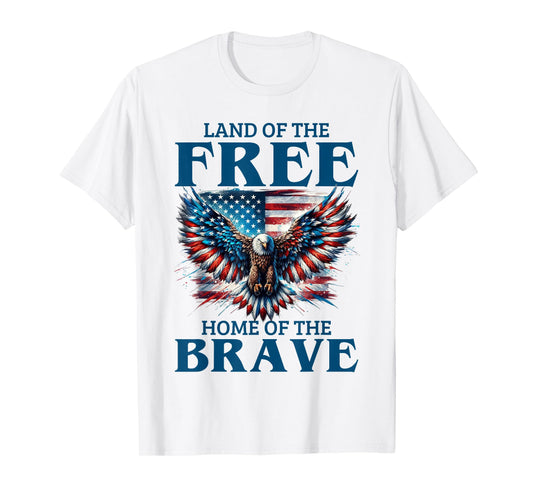 Land Of The Free Home Of The Brave Eagle Usa Vintage Flag T-Shirt