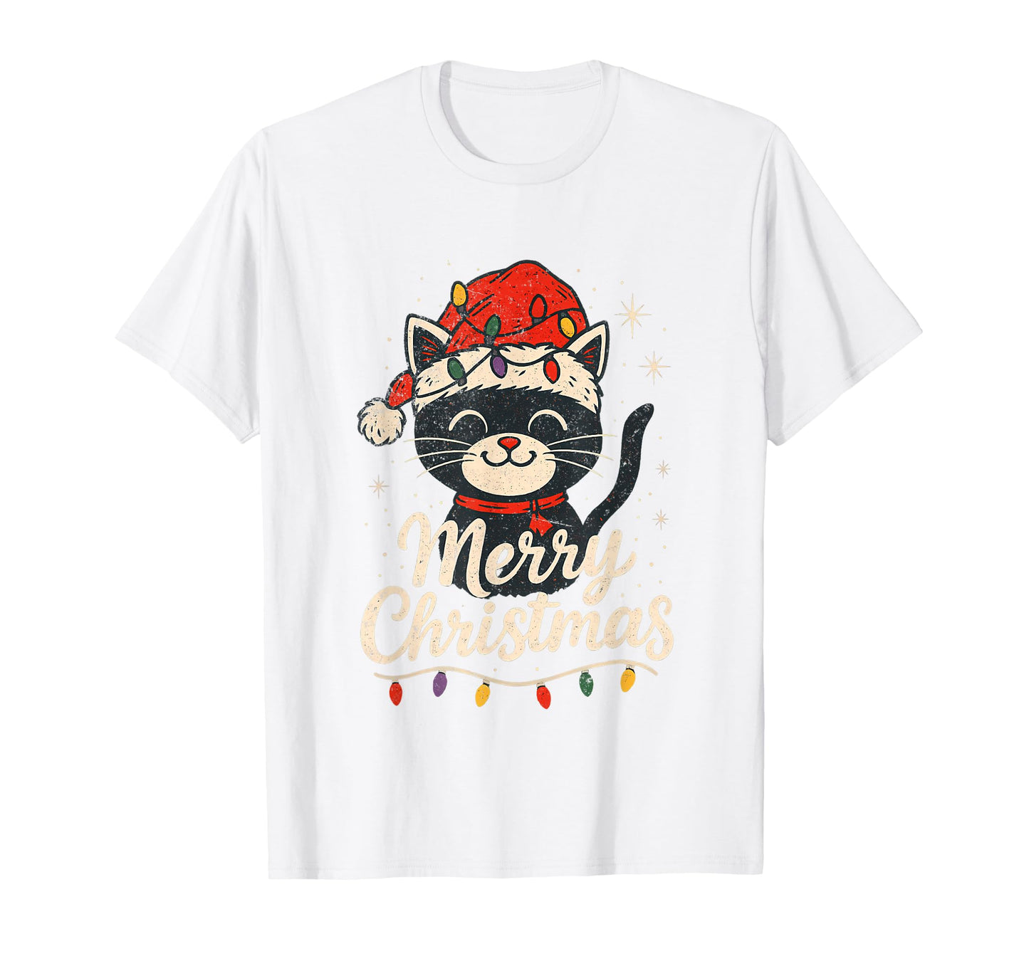Merry Christmas Santa Retro Cat Lover T-Shirt