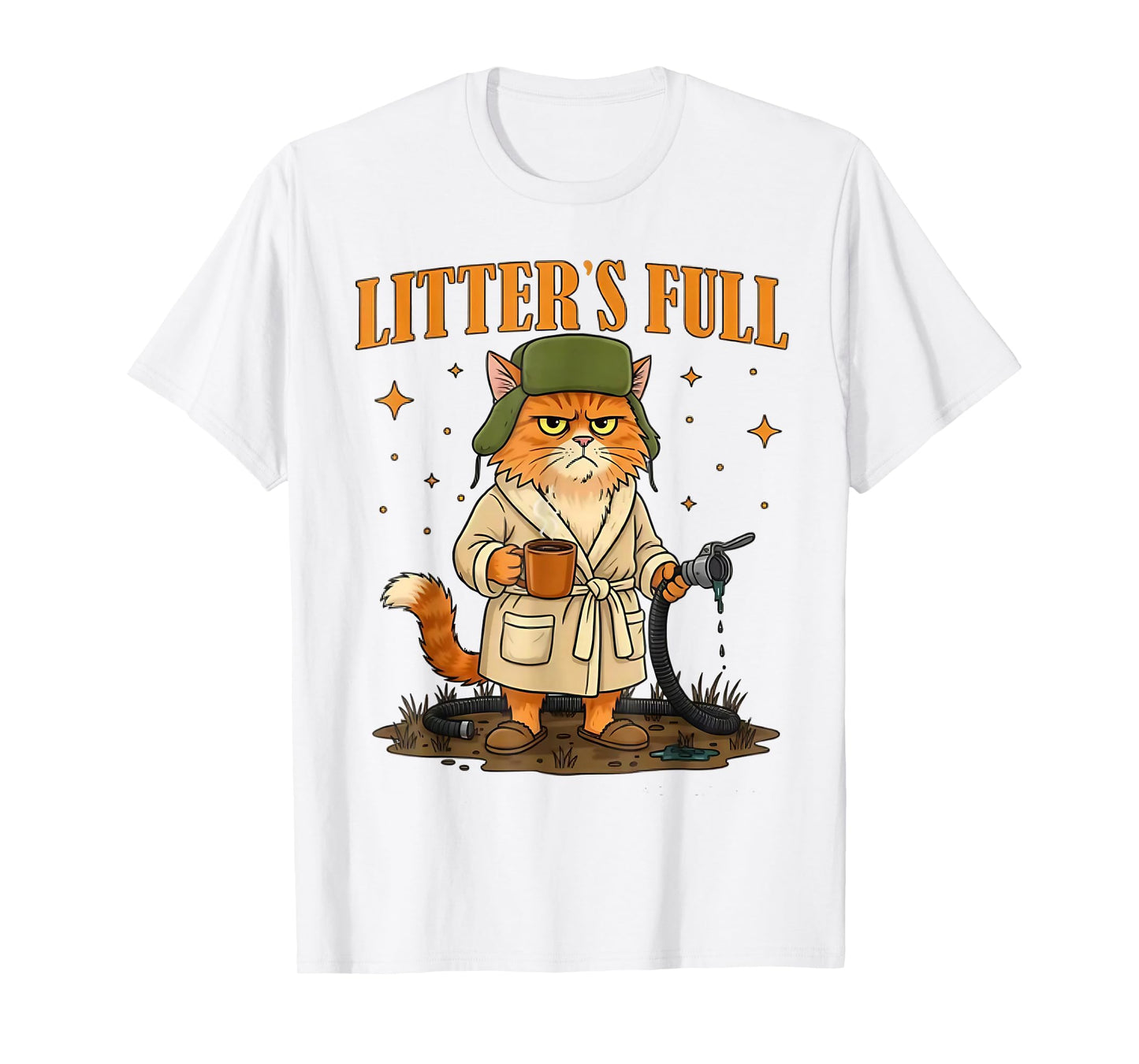 Vintage Litter's Full Cat Funny Cat Christmas Humor Saying T-Shirt