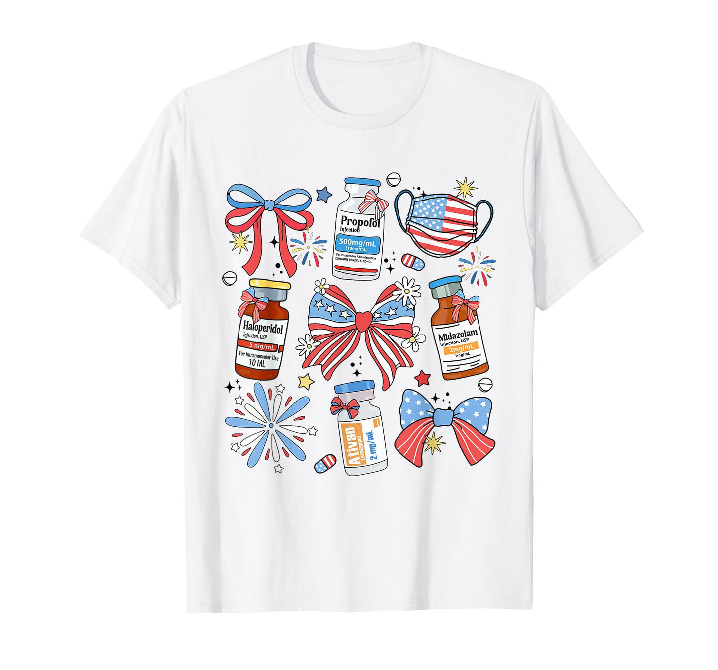 Coquette Bow 4th of July Nurse Girly Pharmacy ICU Nurse CRNA T-Shirt