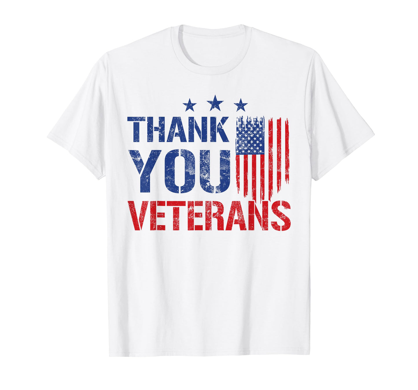 Patriotic American Flag Thank You Veterans Men Women Kids T-Shirt