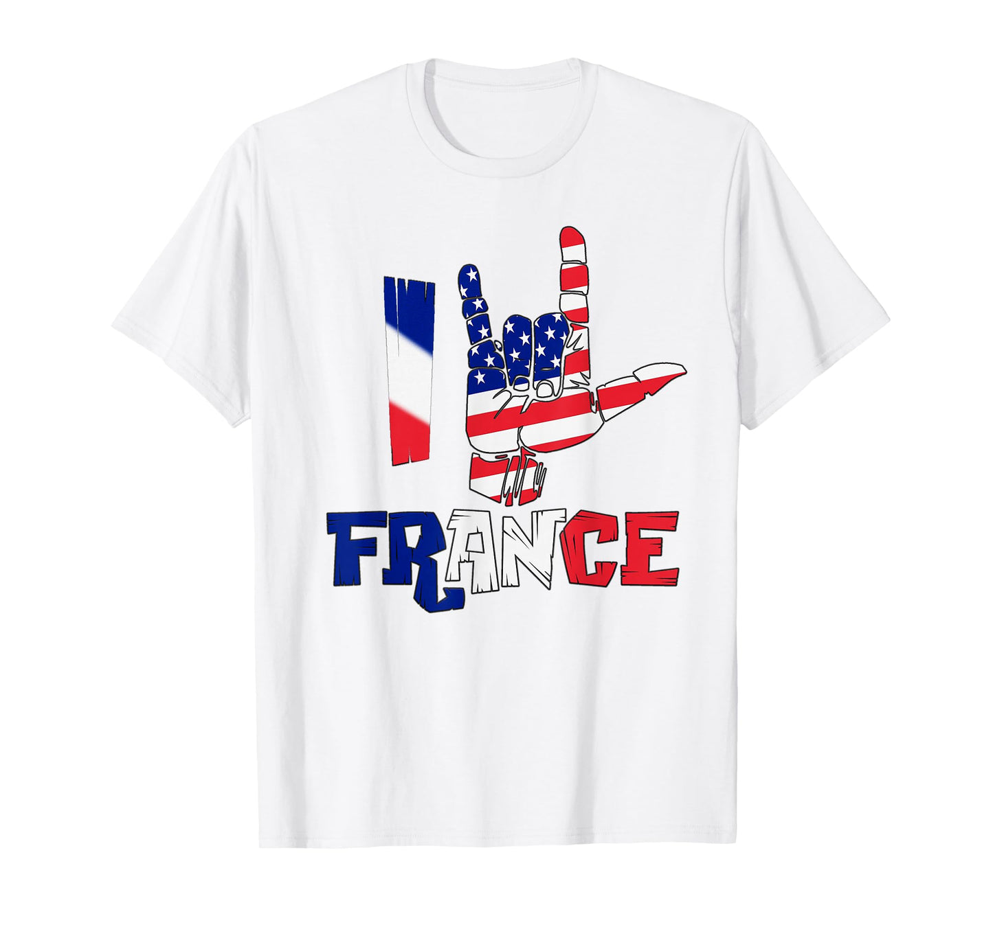 USA France Hand Sign Love Design, Patriotic Friendship T-Shirt
