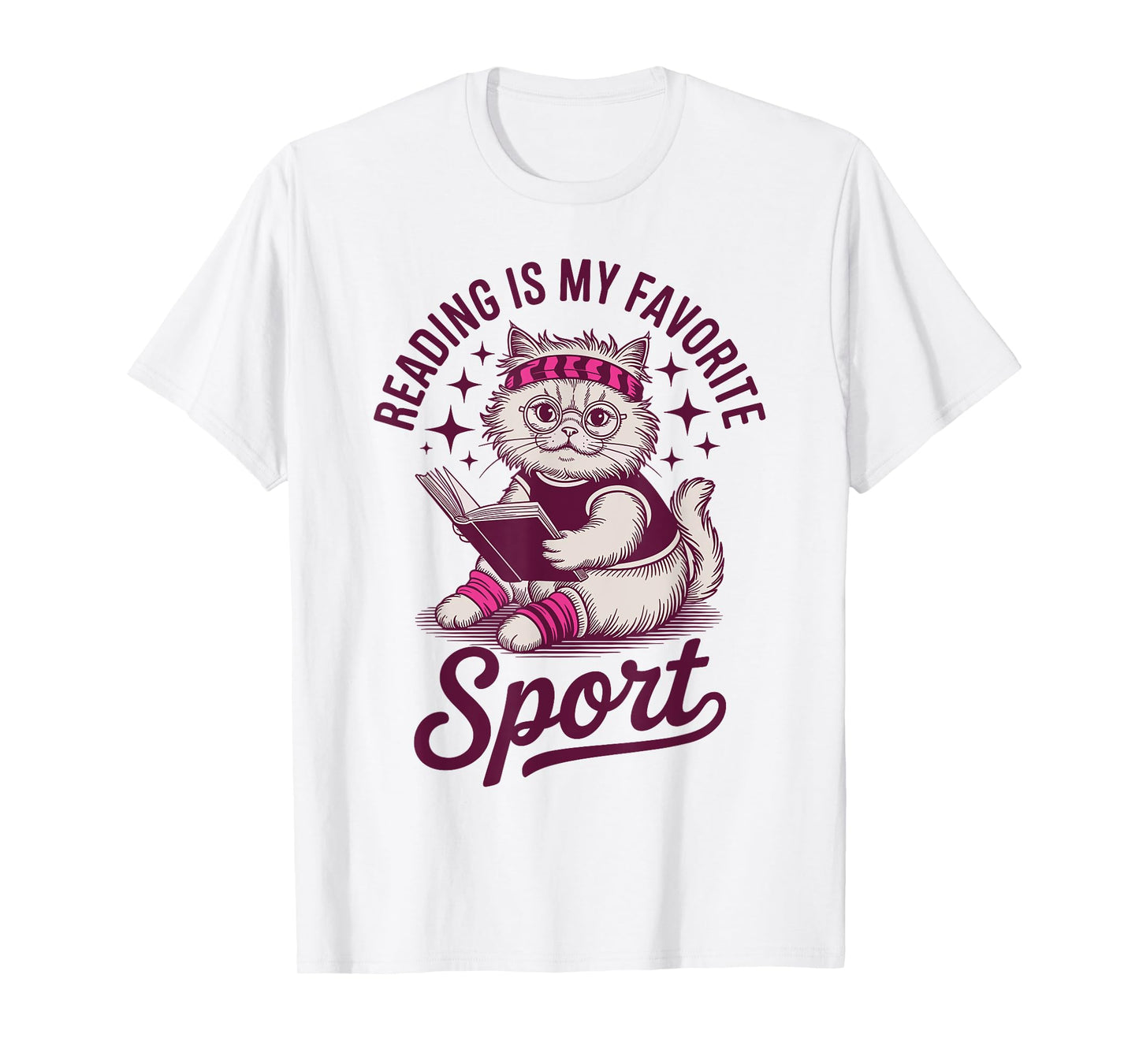 Funny Cat Reading is My Favorite Sport Retro Book Lover T-Shirt