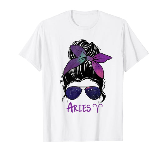 Aries Girl Birthday Aries woman Zodiac Constellation T-Shirt