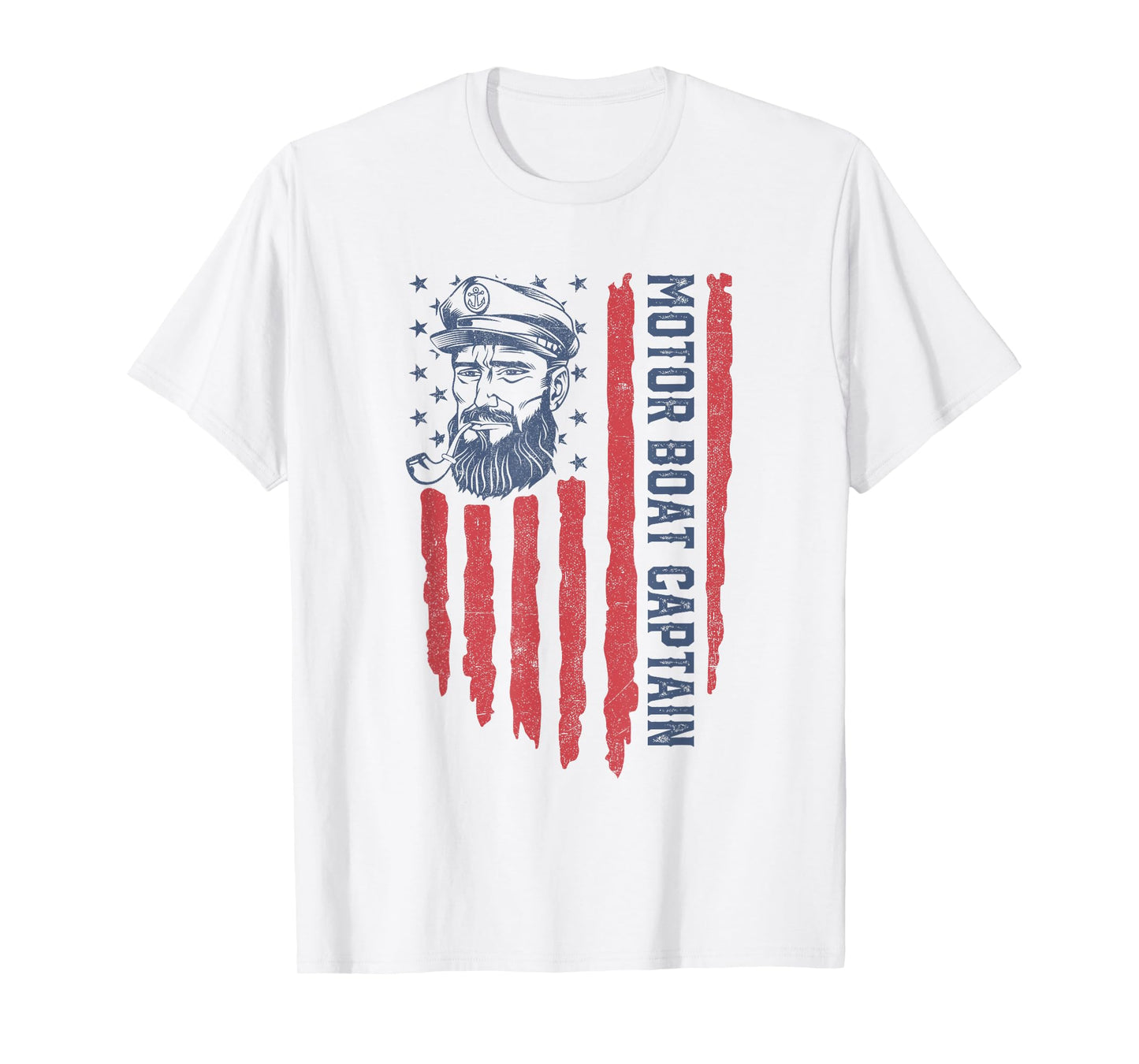 Motor Boat Captain American Flag Pontoon Boating 4th of July T-Shirt