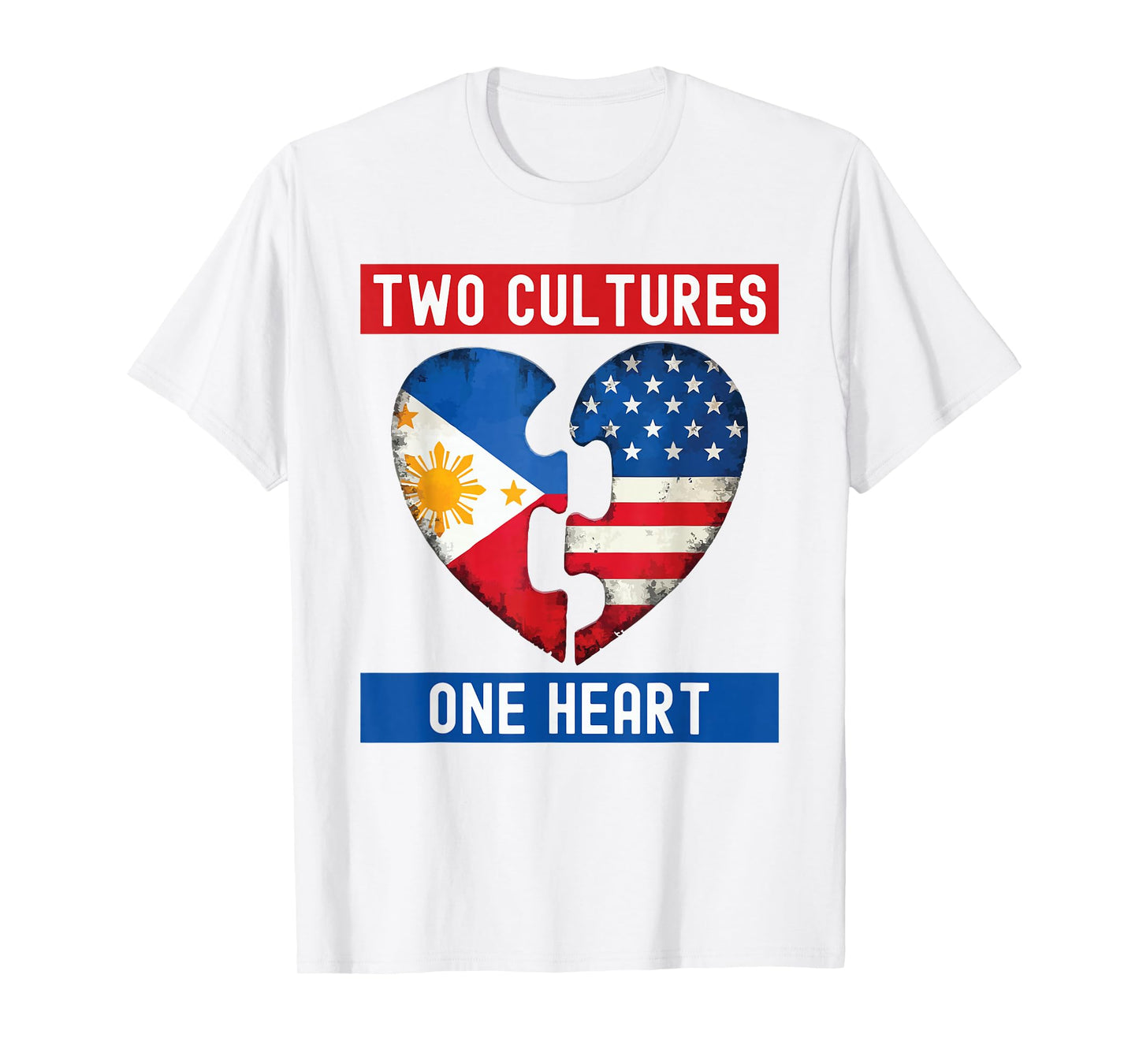 Half Filipino Half American USA Flag Filipino American T-Shirt