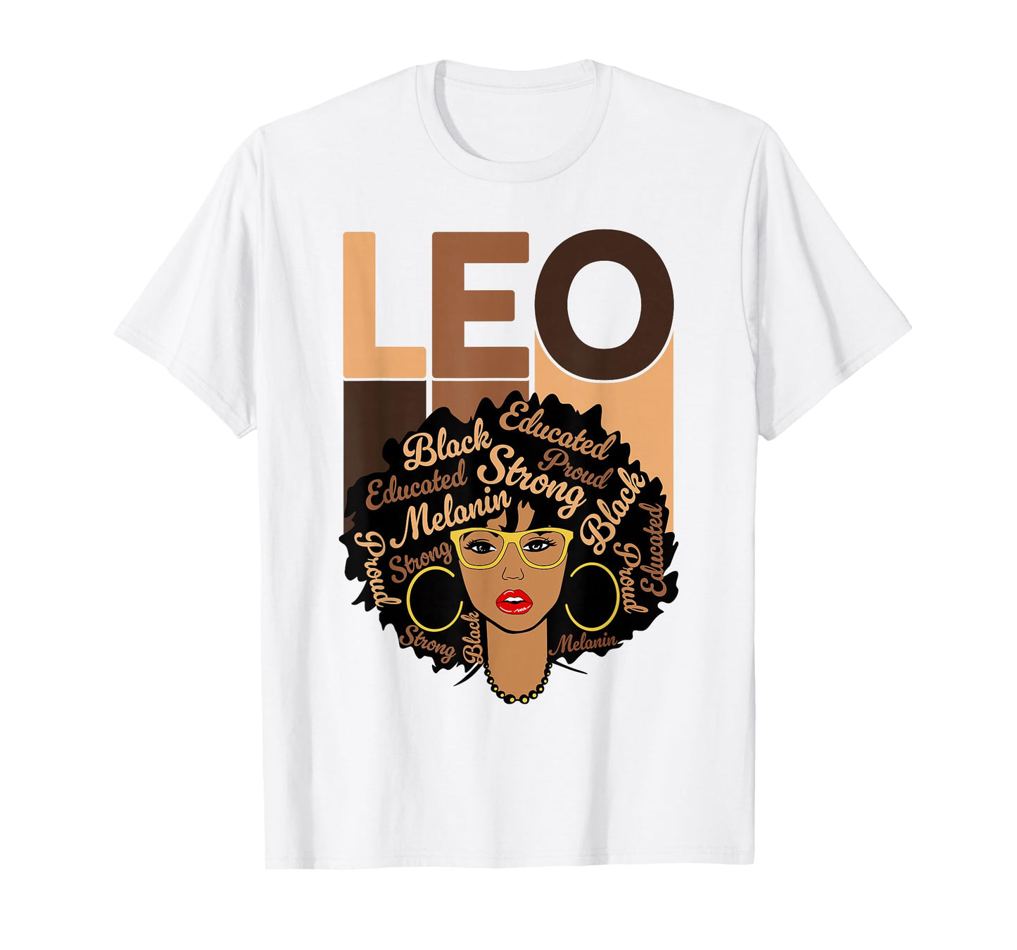 Leo Queen Melanin Woman Afro Black Girl Zodiac Sign T-Shirt