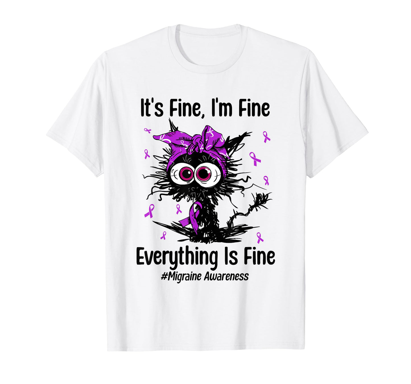 Motivational Migraine Awareness Cat Funny Chronic Headache T-Shirt