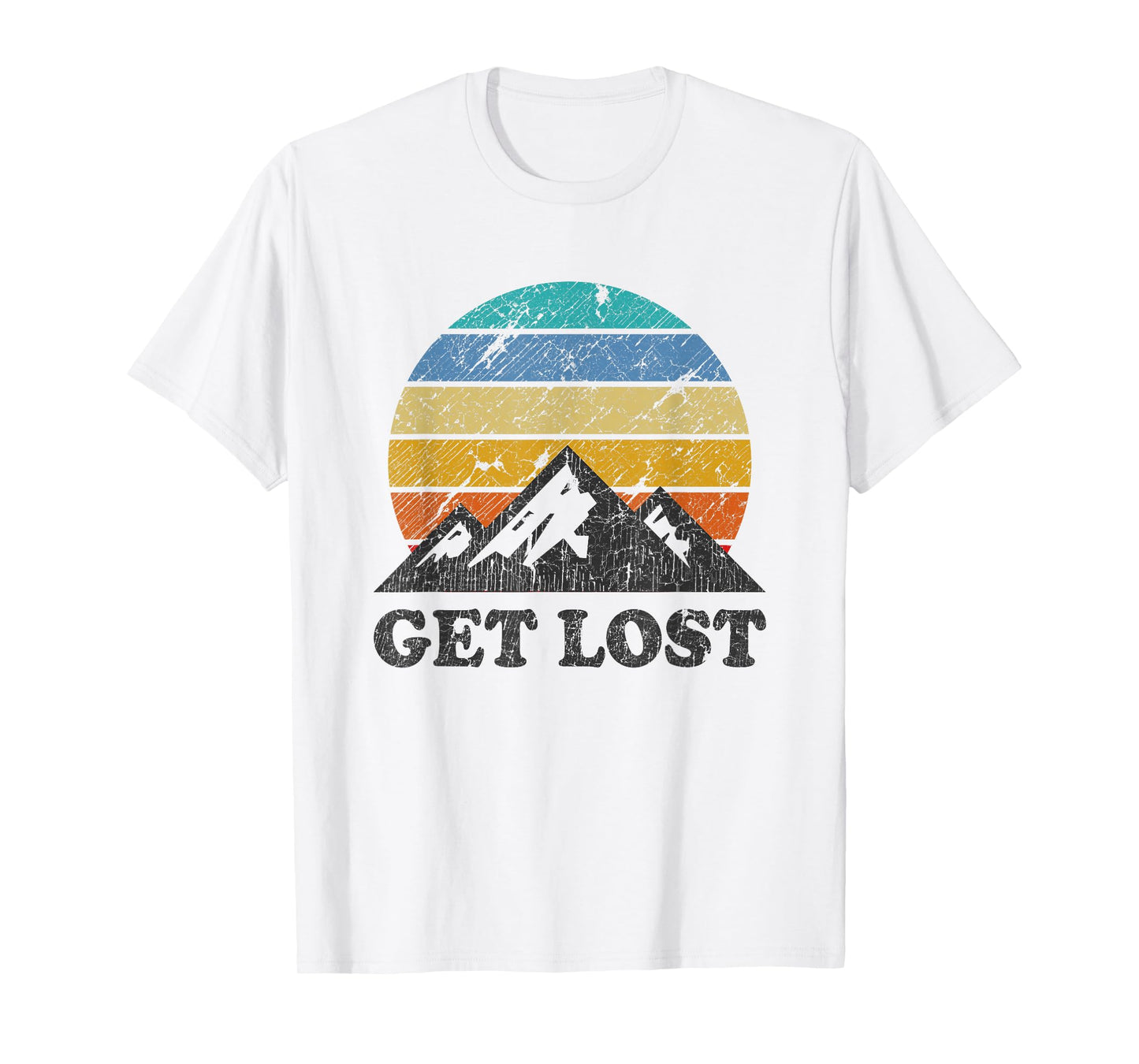 Vintage Car Hiking - Retro Sunset Mountain Walker T-Shirt