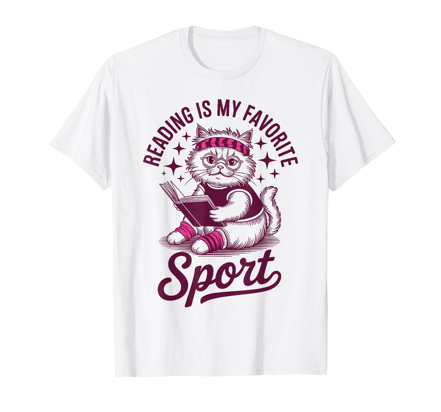 Reading is My Favorite Sport Funny Cat and Book Lover Women T-Shirt