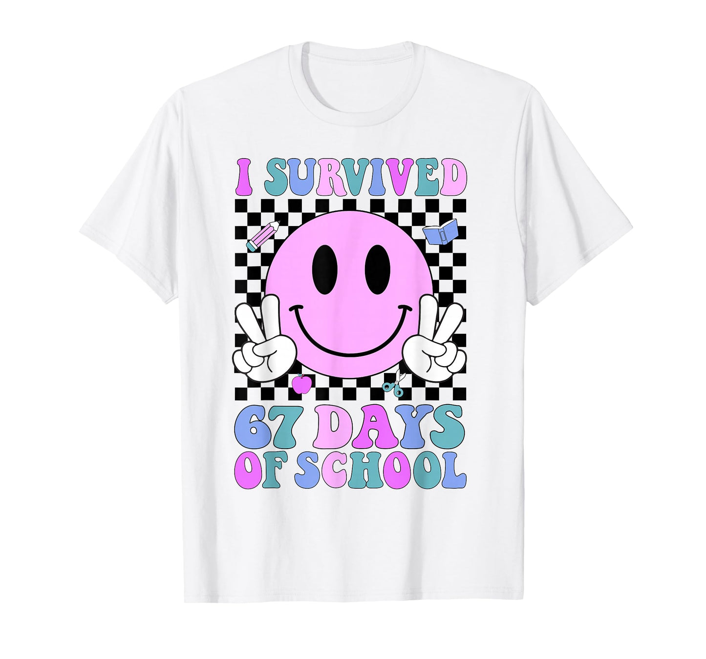 I Survived 67 Days of School Retro Smile 6 7 Meme Six Seven T-Shirt