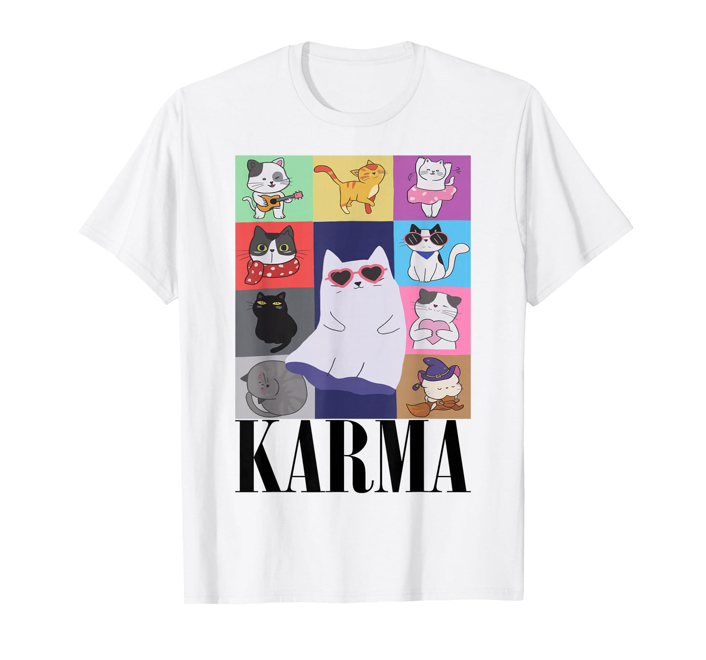 Vintage Cat Music for Teens Girls Kids Women Men Karma T-Shirt