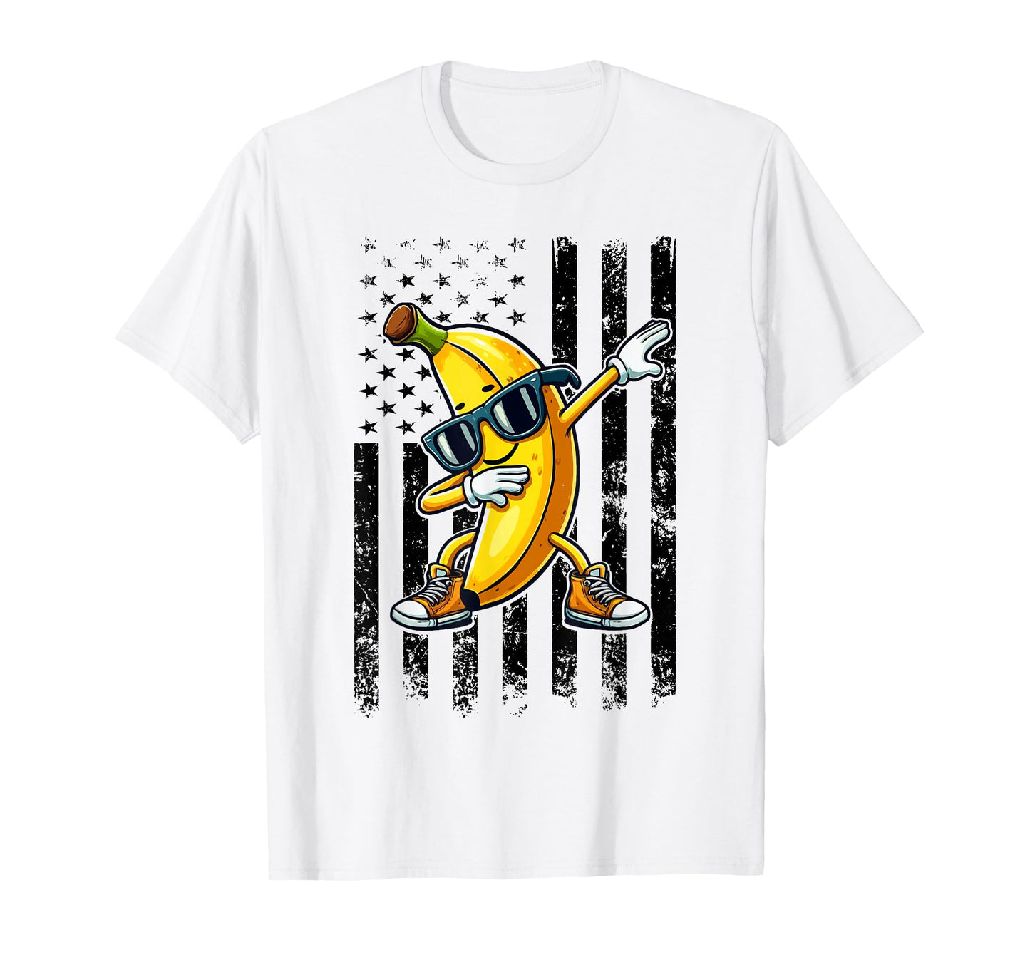 Dabbing Banana Retro American Flag Banana Lover Boys Kids T-Shirt