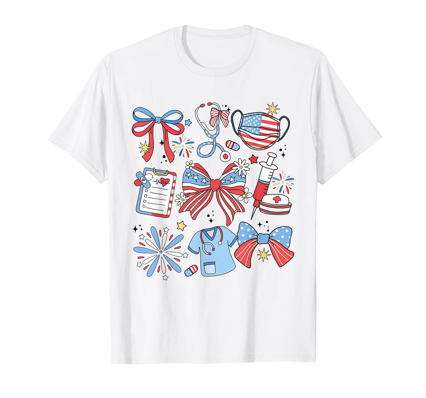 Coquette Bow 4th July Nurse ICU Nurse CRNA Surgical Medical T-Shirt