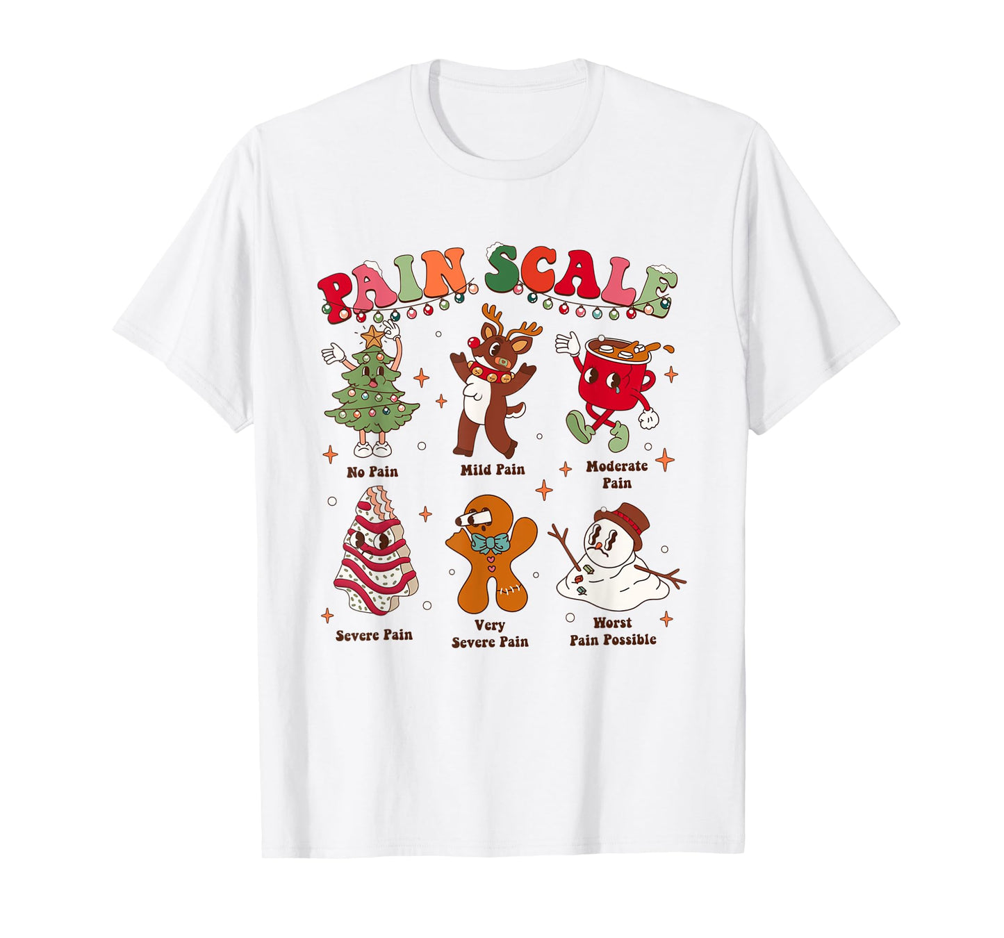 Pain Scale Retro Christmas Nurse Triage and Pain Assessment T-Shirt