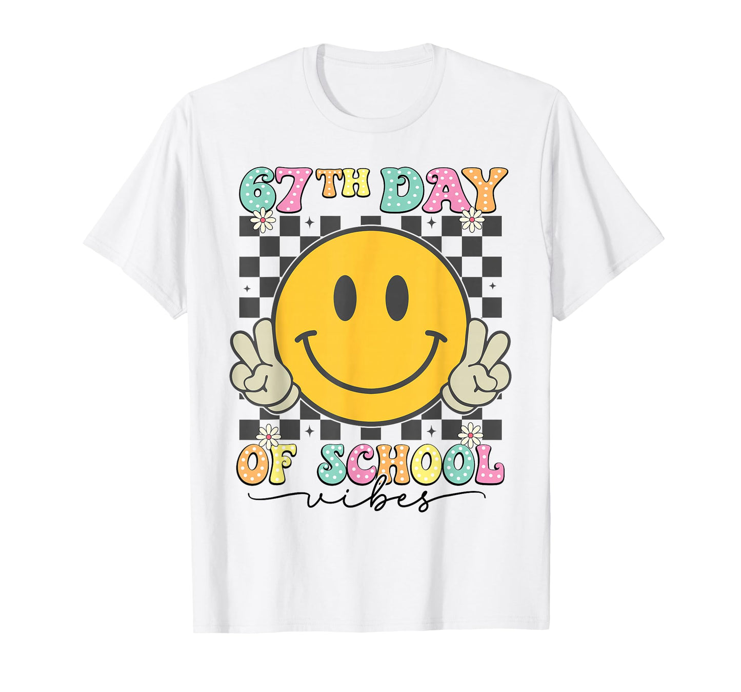 67th Day of School Vibes Groovy 67 Meme Teacher T-Shirt