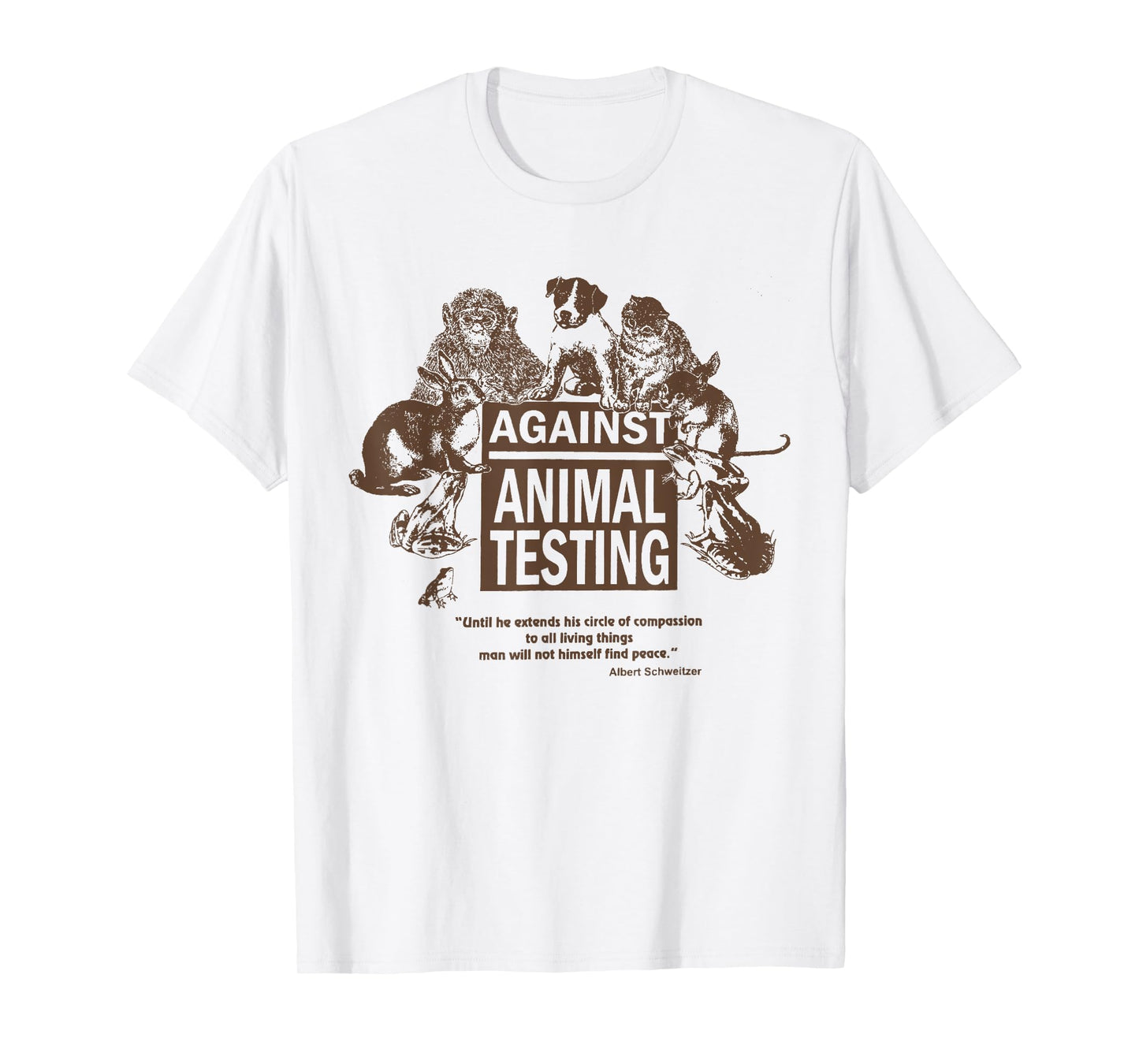 Stop Animal Testing Animal Rights T-Shirt - Unisex-Adults - Grey, Green - Small - Classic Fit - Short Sleeve - T-Shirt