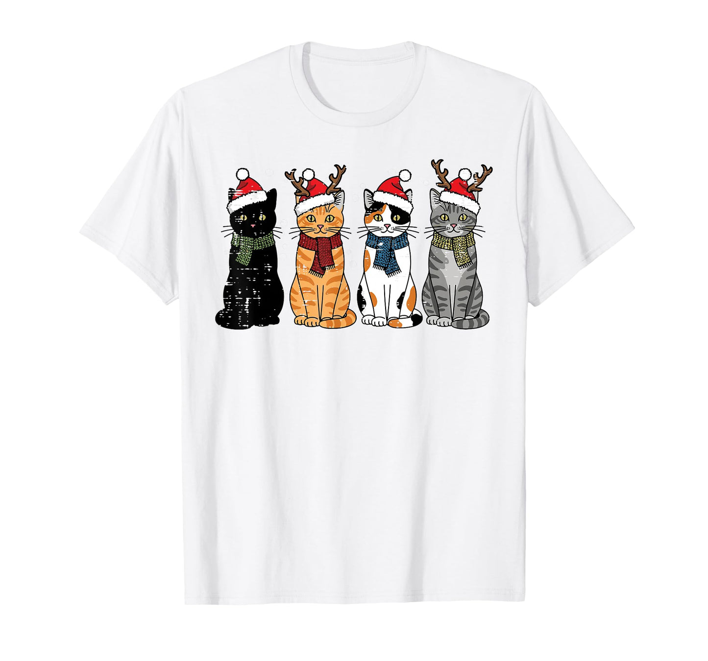 Christmas Cats Santa Cute Xmas Kittens Women Girls Kids Men T-Shirt