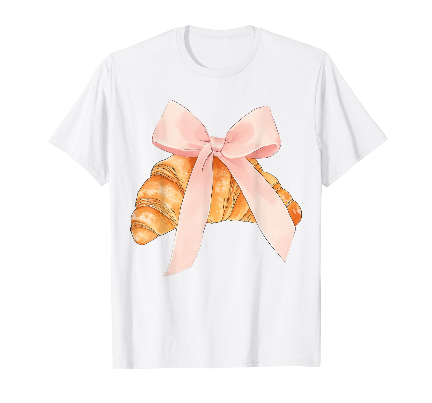 Coquette Pink Bow Croissant Cute Baking Baker Pastry Girl T-Shirt