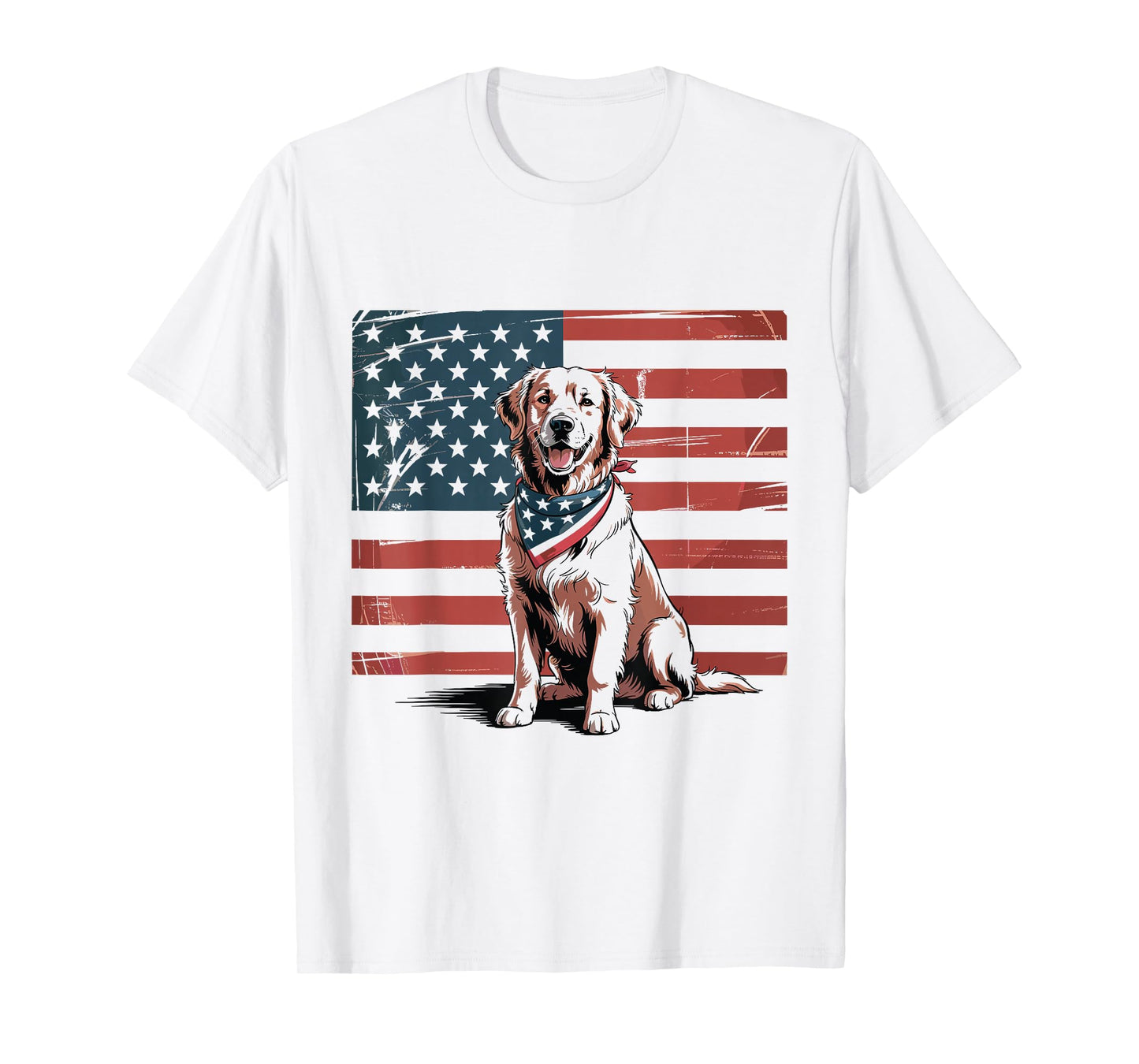 Golden Retriever 4th of July USA American Flag Patriotic T-Shirt